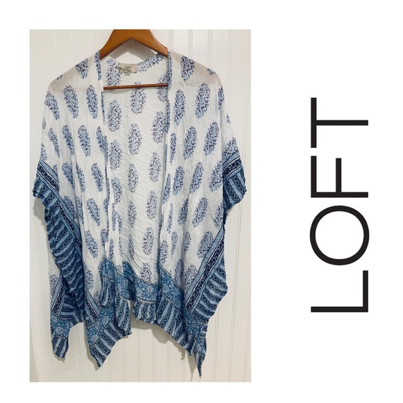 LOFT Tops - Loft boho print gauzy cotton open cardigan Top M